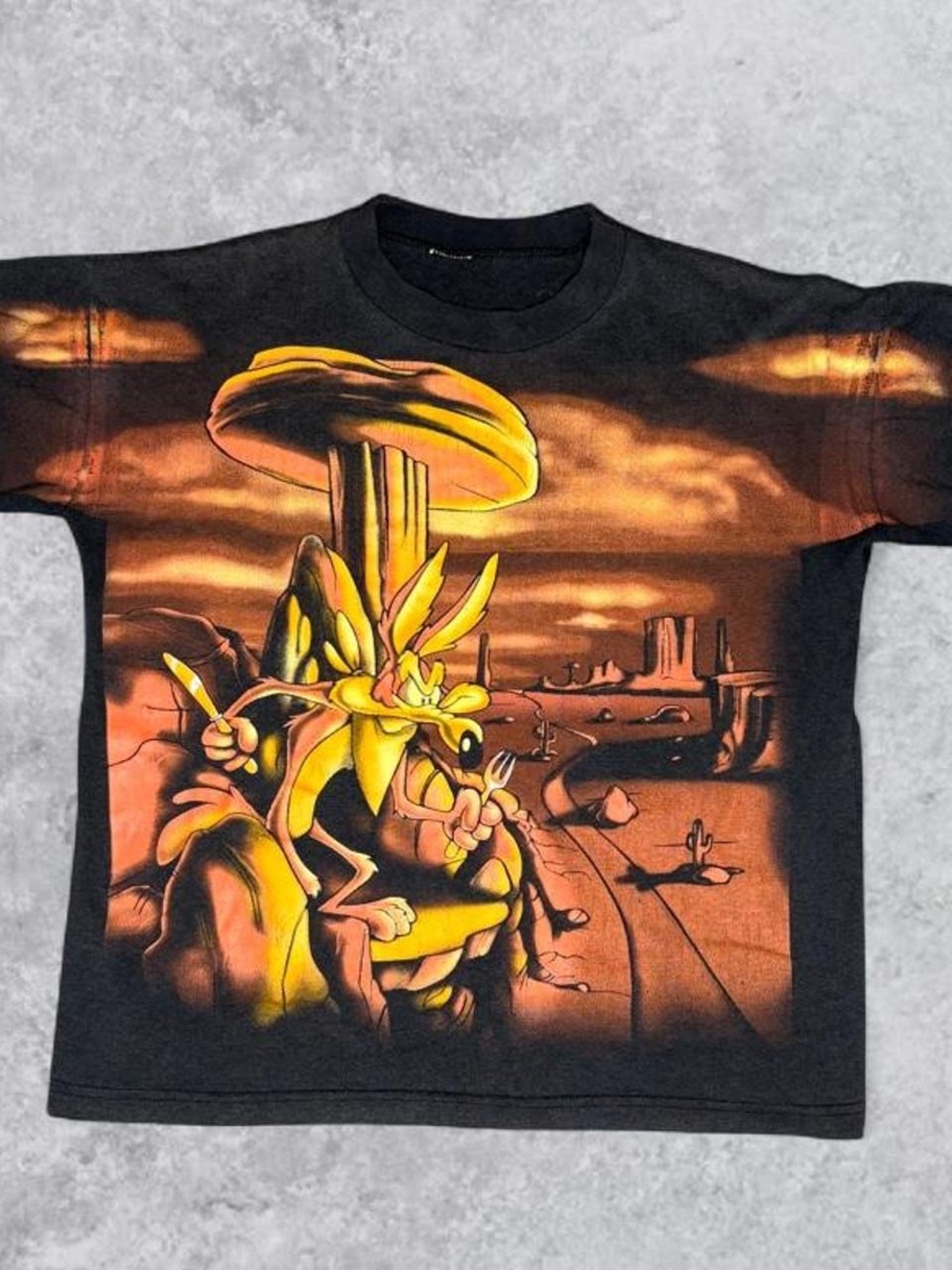 Vintage 1996 Warner Bros Wile E Coyote Road Runner T-Shirt Size S/M